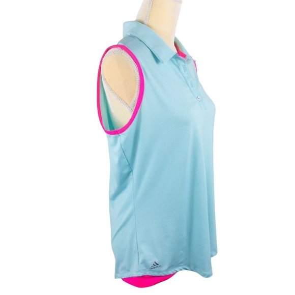 Adidas Women's Sleeveless Golf Polo Top Size L Blue and pink. - Picture 5 of 12